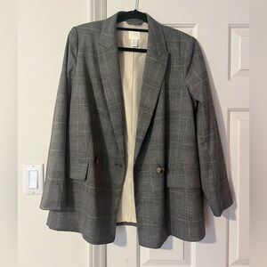 H&M Charcoal Plaid Women's Blazer